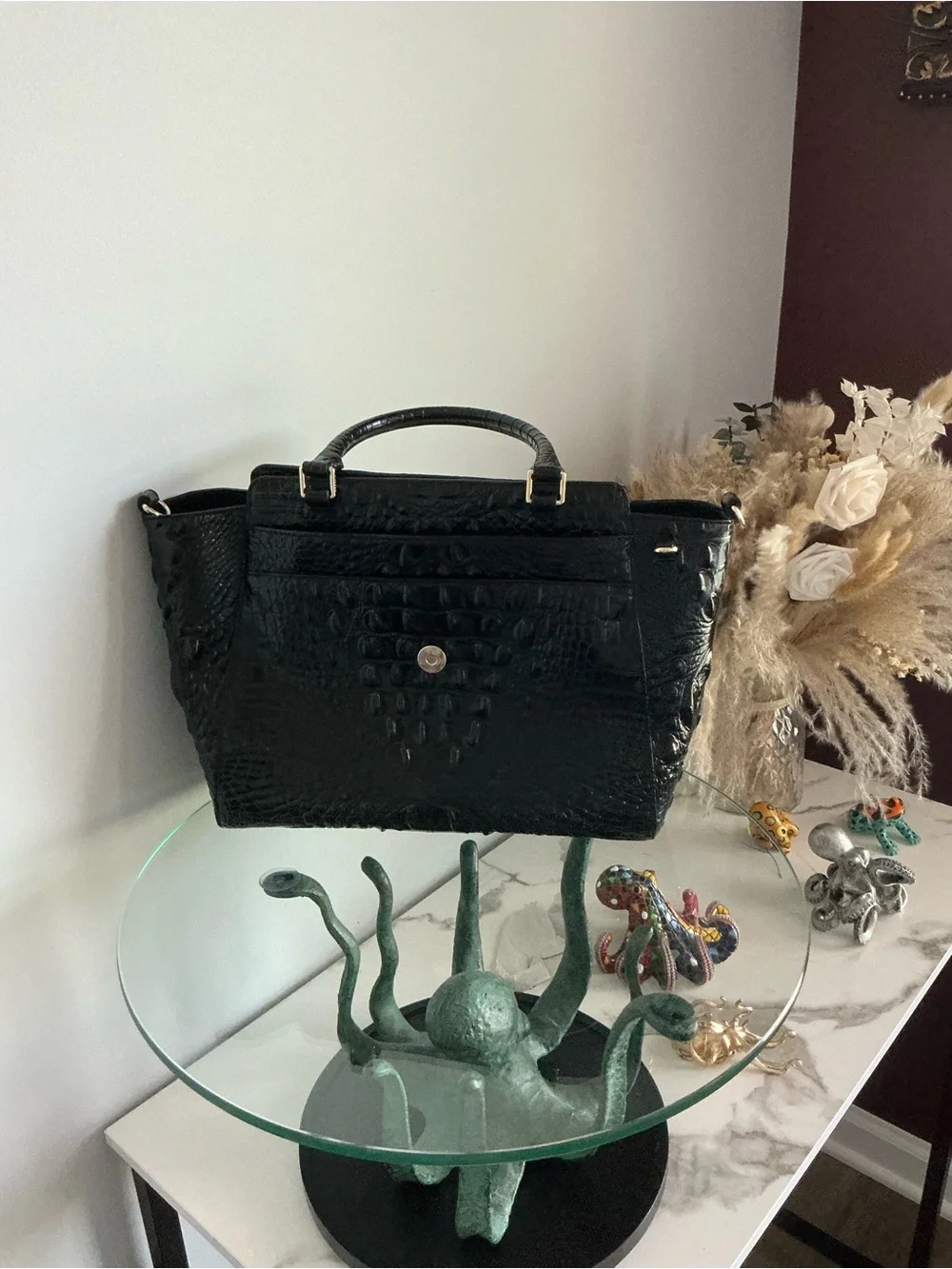 Brahmin Black and Brown Robin bag with 6 flaps